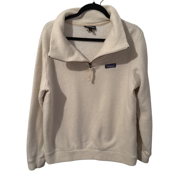 Patagonia Sweaters - Patagonia Recycled Wool Cream Ivory Soft Warm Quarter Zip Women's Large Pullover